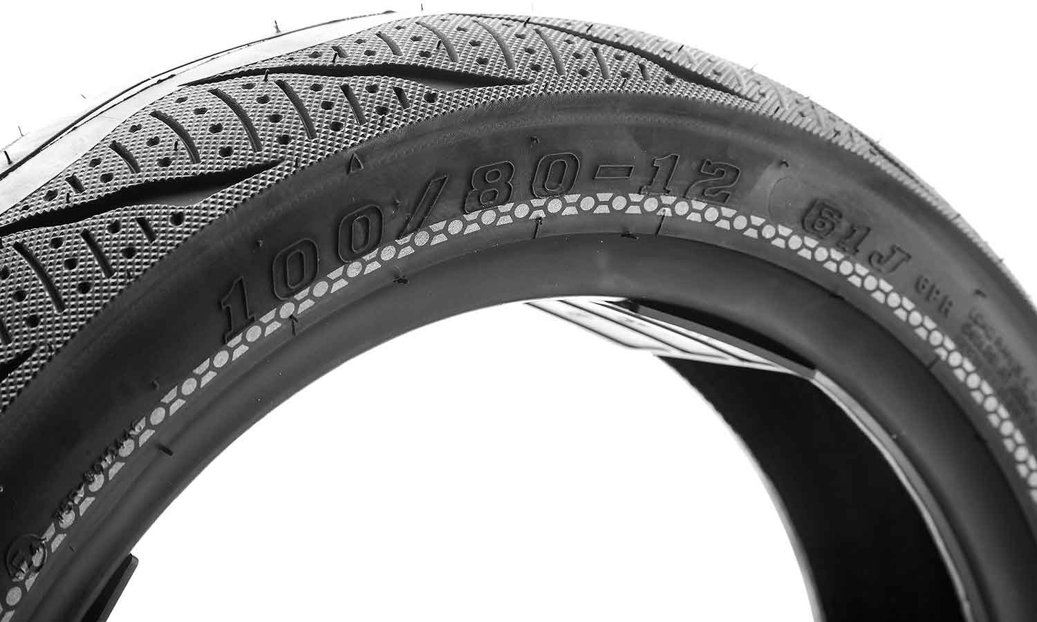 Reifen für Hinterrad mit Strassenprofil 100 / 80 - 12 ( H - 971 ) - passender Hinterreifen für die Modelle SXT Z3 und SXT Raptor V3 schlauchlos Größe: 100 / 80 - 12 ( H - 971 ) - von SXT-Scooters