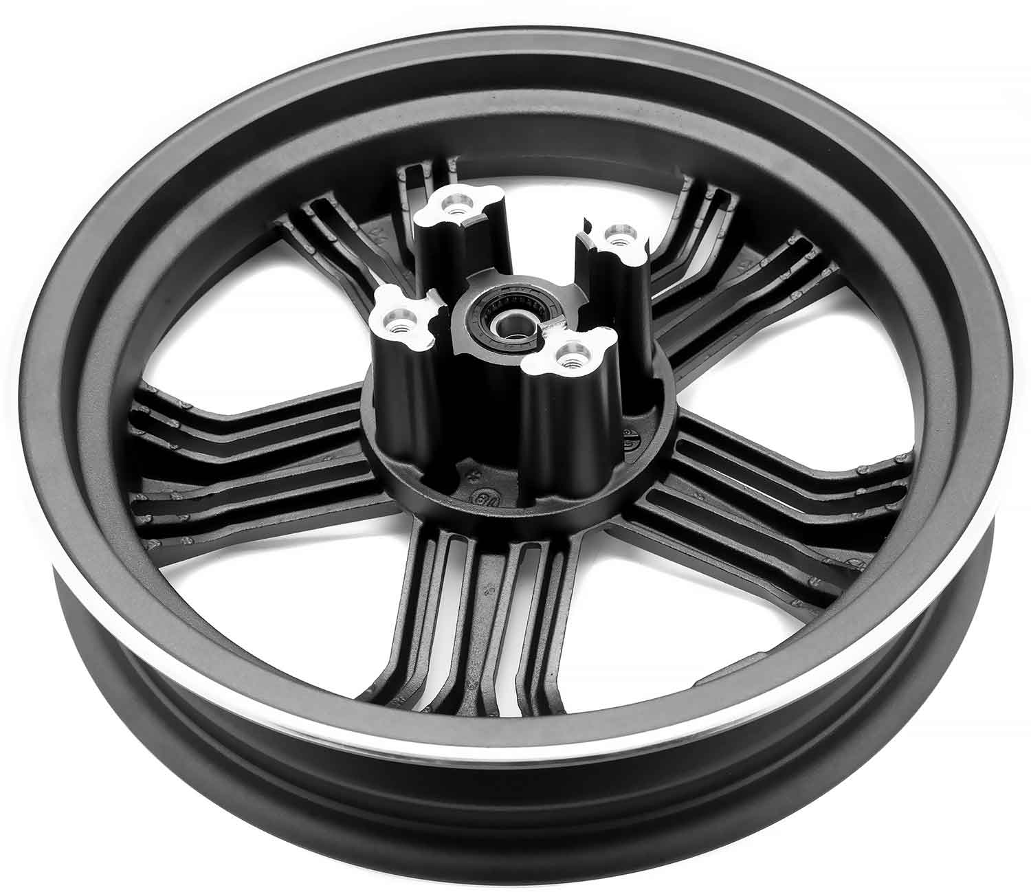 Felge vorne - passende Felge für das Vorderrad der Modelle SXT Z3 und Raptor V3 Material: Aluminium Durchmesser: 33 cm Breite: 9,5 cm - von SXT-Scooters