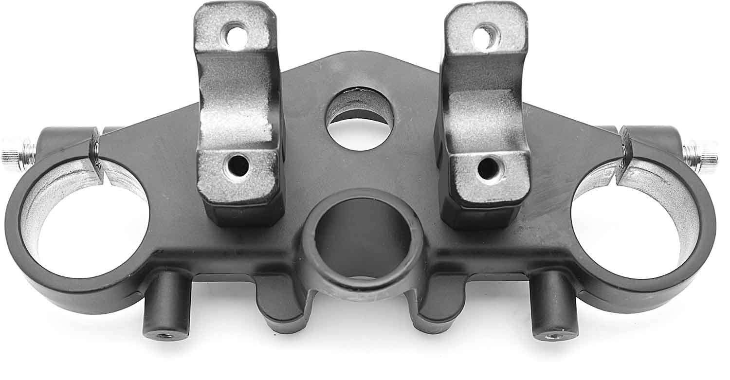 Gabelbrücke oben - passende obere Gabelbrücke samt unteren Lenkerklemmböcken für die Modelle SXT Z3 und SXT Raptor V3 Material: Eisen Farbe: Schwarz - von SXT-Scooters