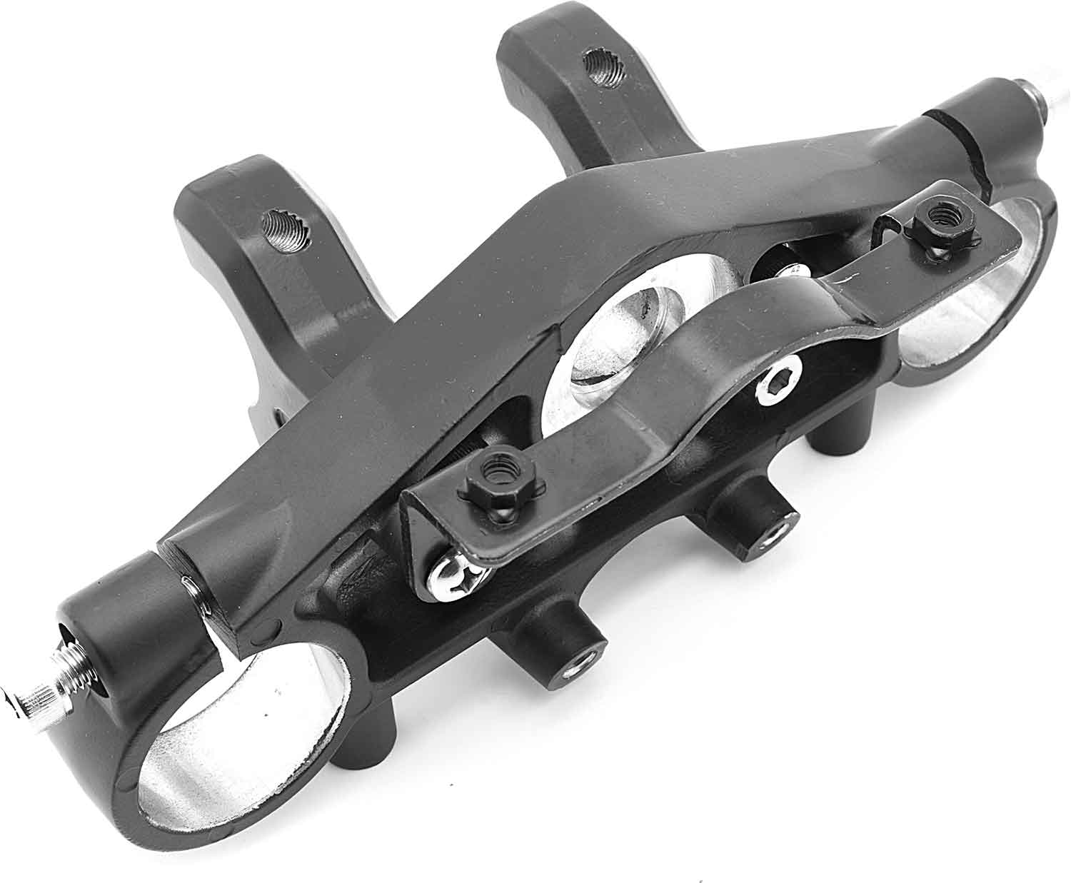 Gabelbrücke oben - passende obere Gabelbrücke samt unteren Lenkerklemmböcken für die Modelle SXT Z3 und SXT Raptor V3 Material: Eisen Farbe: Schwarz - von SXT-Scooters
