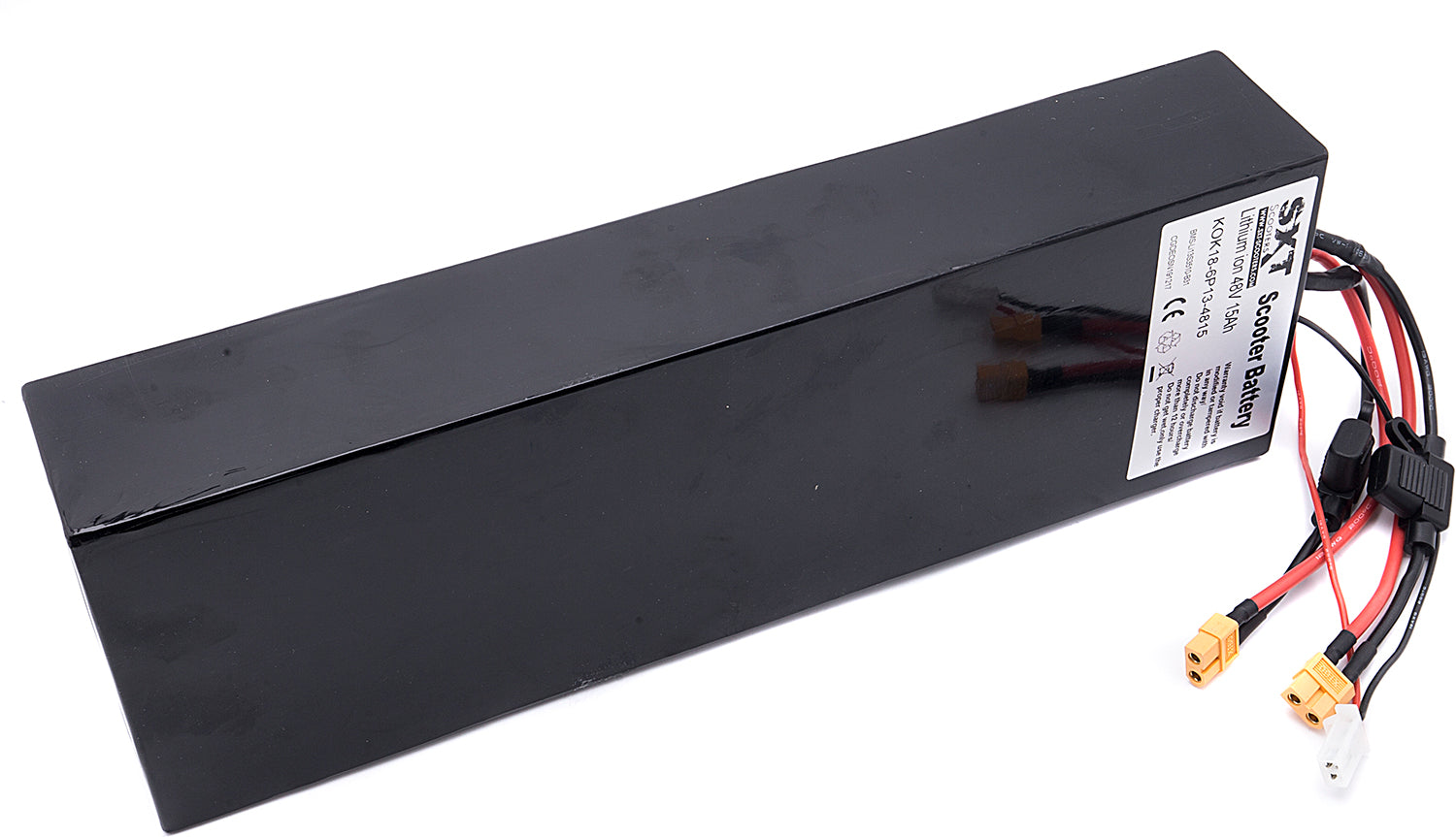 Lithium-Ionen-Akku 48V / 15Ah - Passender Lithium-Ionen-Akku für das Modell SXT Ultimate LITE Betriebsspannung: 48V Kapazität: 15Ah Inklusive Flachsicherung Maße: 34,7 x 11,8 x 5,9 cm - von SXT-Scooters