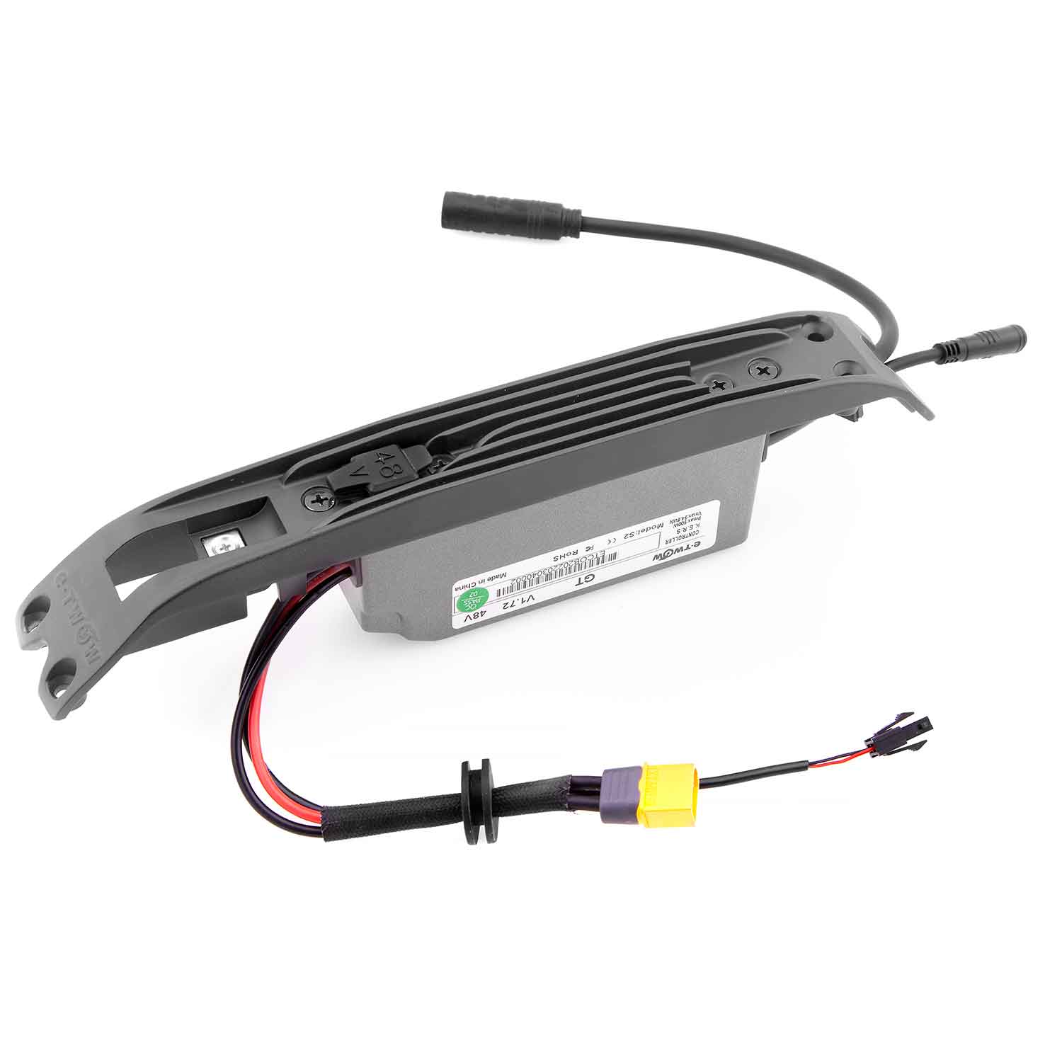Steuergerät 48V / 700W - Passende Steuereinheit für das Modell SXT Light GT Steuergerät mit Kühlrippen ist in zwei verschiedenen Farbtönen bestellbar 5-poliger Außenstecker Betriebsspannung: 48V Leistung: 700W Maße: 26,3 x 3,8 x 5,5 cm (Länge x Breite x T