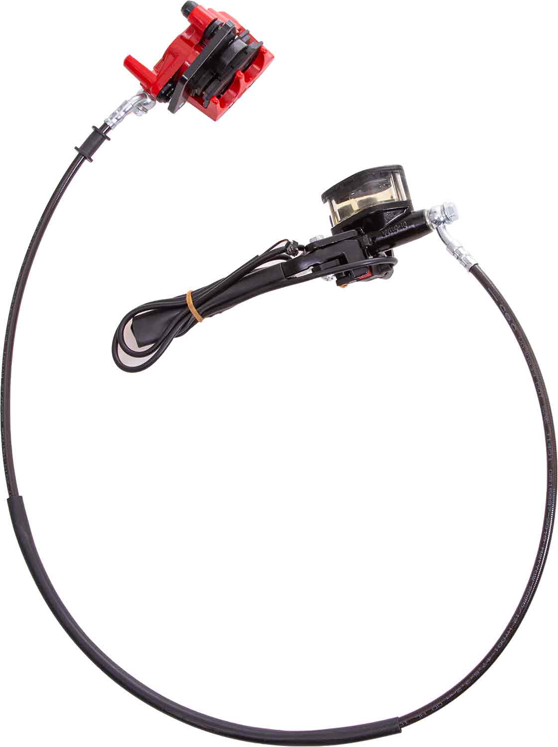 Hydraulische Bremsanlage - Passendes hydraulisches Bremssystem für das Modell SXT Grizzy Hydraulische Bremsanlage ist mit folgenden Komponenten ausgestattet: Bremssattel inkl. Bremsbelägen Bremshebel mit montiertem Ansatzbehälter und dazugehöriger Bremsfl
