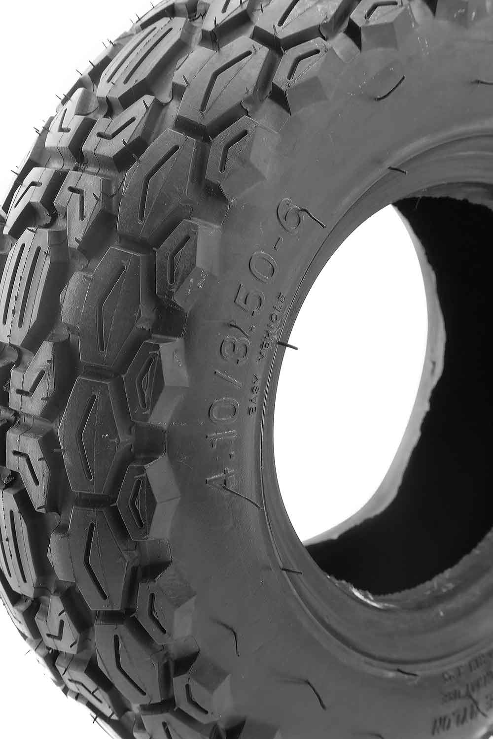 Allterrain Reifen 4.10 x 3.5/6 - Passender Vorder- oder Hinterreifen für das Modell Scotex Spike Offroad-Profil Maße: 4.10 / 3.50-6 Schlauchlos Material: Nylon - von SXT-Scooters