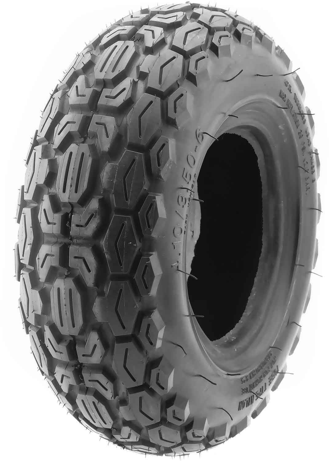 Allterrain Reifen 4.10 x 3.5/6 - Passender Vorder- oder Hinterreifen für das Modell Scotex Spike Offroad-Profil Maße: 4.10 / 3.50-6 Schlauchlos Material: Nylon - von SXT-Scooters