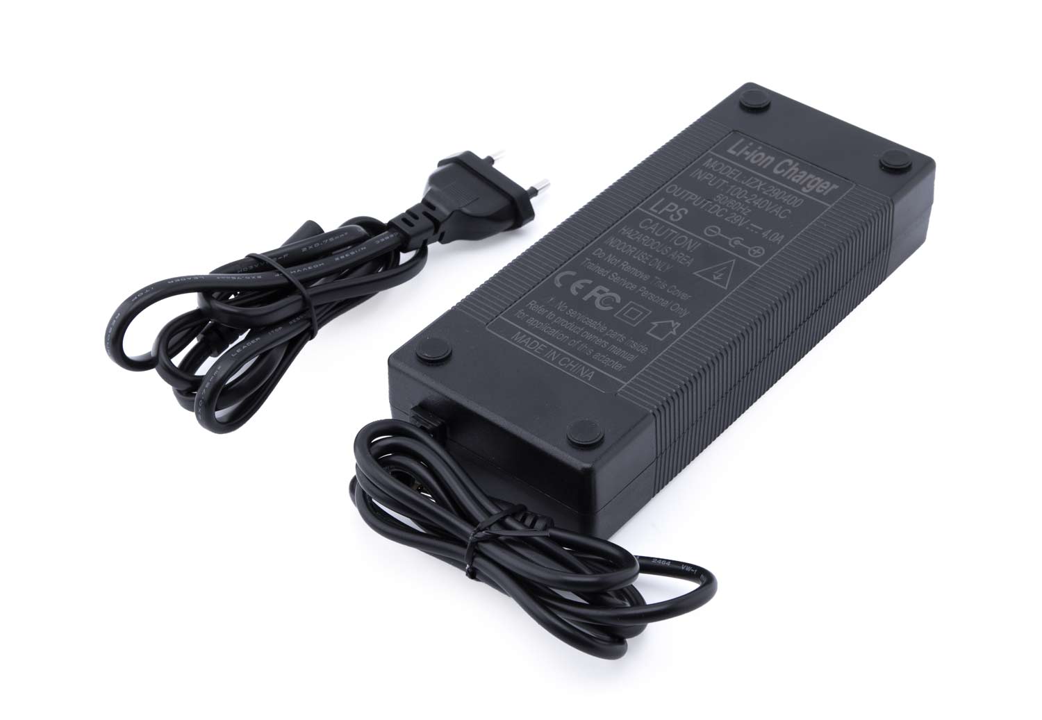 Lithium Ionen Schnellladegerät 24V / 4,0A - Schnellladegerät für Lithium Ionen Akkus 24 Volt Betriebsspannung Eingang/Input: 100V - 240 VAC 50/60 Hz Ausgang/Output: DC 29V - 4A DCJ 5.5 Stecker mit integrierter LED-Anzeige und Auto-Abschaltfunktion (rot=la